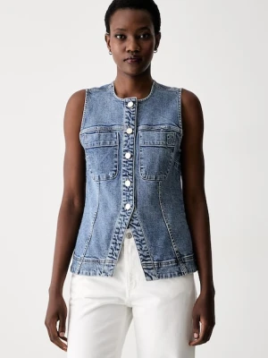 DKNY kamizelka jednorzędowa damska jeansowa