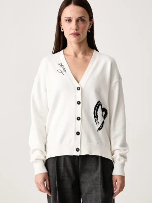 DKNY kardigan damski z bawełną biały