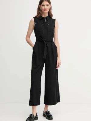 Dkny kombinezon kolor czarny z kołnierzykiemm DD5B1L16