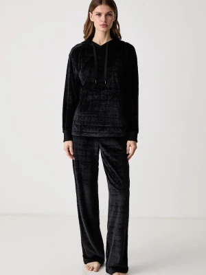 DKNY komplet lounge damski welurowy czarny