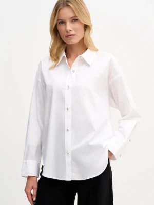 Dkny koszula bawełniana damska kolor biały regular z kołnierzykiem klasycznym DJ6W2171