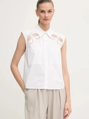 Dkny koszula bawełniana damska kolor biały regular z kołnierzykiem klasycznym P5DM0B45