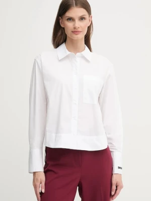 Dkny koszula bawełniana damska kolor biały relaxed z kołnierzykiem klasycznym DJ5W2108