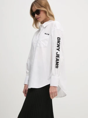 Dkny koszula bawełniana damska kolor biały relaxed z kołnierzykiem klasycznym E31M1RDM