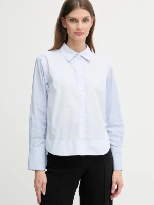 Dkny koszula bawełniana damska kolor niebieski relaxed z kołnierzykiem klasycznym DJ5W2130