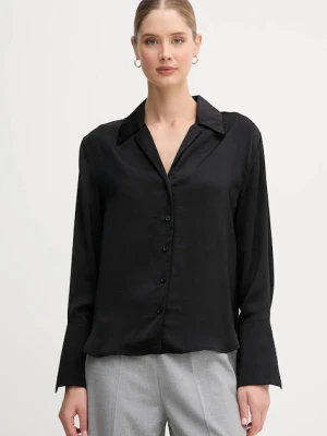 Dkny koszula damska kolor czarny regular z kołnierzykiem klasycznym DJ5W2125