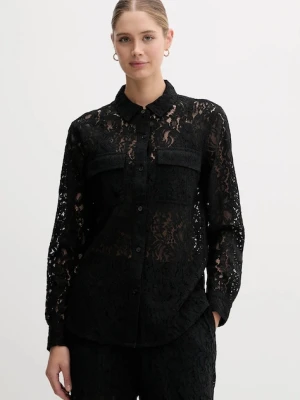 Dkny koszula damska kolor czarny regular z kołnierzykiem klasycznym DJ5W2132