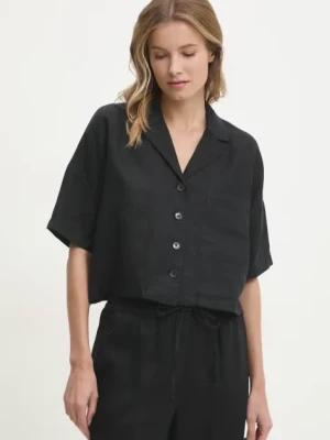 Dkny koszula damska kolor czarny regular z kołnierzykiem klasycznym P3KACRX8