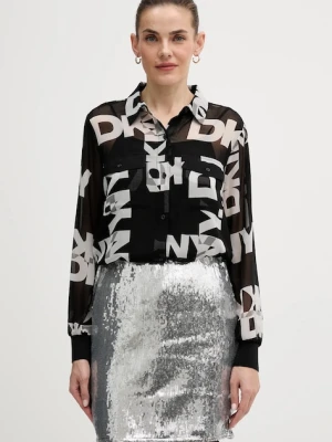 Dkny koszula damska kolor czarny relaxed z kołnierzykiem klasycznym P4RA6FXZ