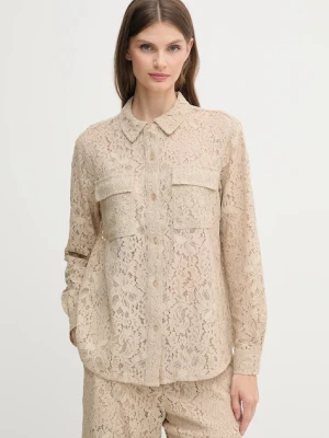 Dkny koszula damska kolor szary regular z kołnierzykiem klasycznym DJ5W2132