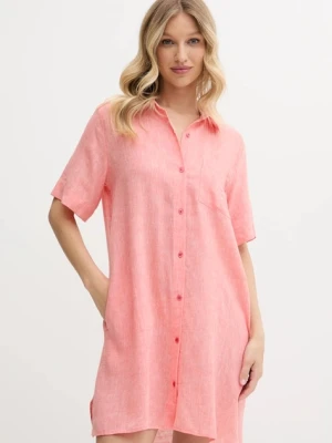 Dkny koszula nocna lniana damska kolor pomarańczowy YI30054