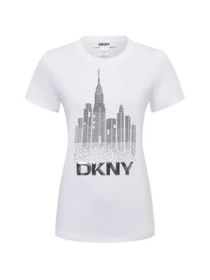 DKNY Koszulka damska Kobiety Bawełna biały jednolity,