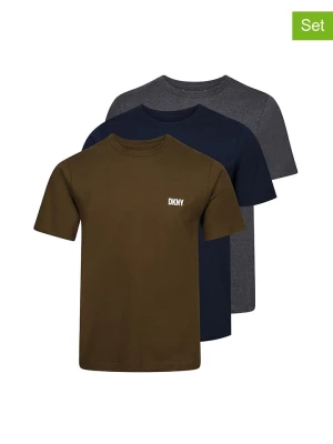 DKNY Koszulki (3 szt.) w kolorze oliwkowo-granatowo-szarym rozmiar: S