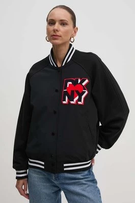 Dkny kurtka bomber damski kolor czarny przejściowa oversize D2E4A109