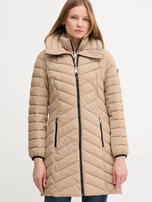 Dkny kurtka damska kolor beżowy przejściowa DLEMPN46