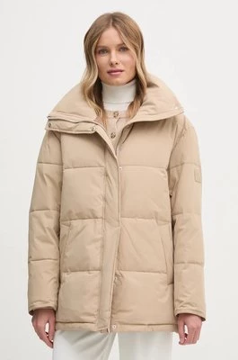 Dkny kurtka damska kolor beżowy zimowa oversize D2G4A179