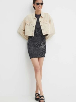 Dkny kurtka jeansowa damska kolor beżowy przejściowa oversize D2A4CX20