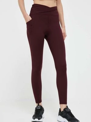 Dkny legginsy damskie kolor bordowy gładkie