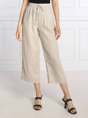 Zdjęcie produktu DKNY Lniane spodnie | flare fit piaskowy