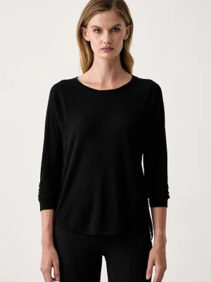 DKNY longsleeve damski z bawełną czarny