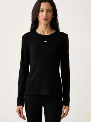 DKNY longsleeve damski z bawełną czarny