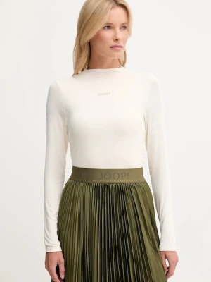 Dkny longsleeve kolor beżowy z półgolfem DJ5T1565