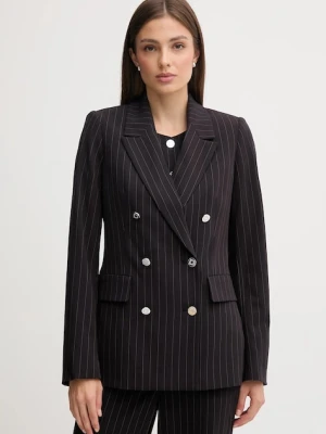 Dkny marynarka kolor czarny dwurzędowa wzorzysta UE5JS466