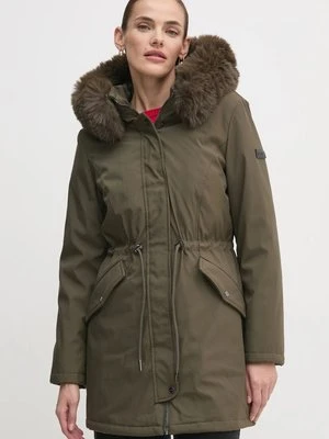 Dkny parka damska kolor zielony zimowa DLEMPT22