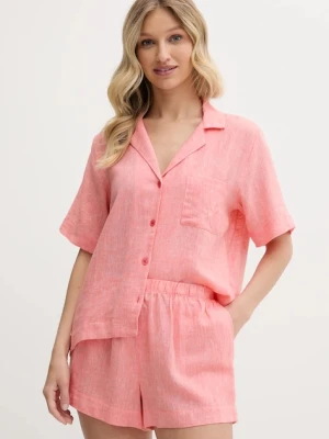 Dkny piżama lniana damska kolor pomarańczowy YI90054