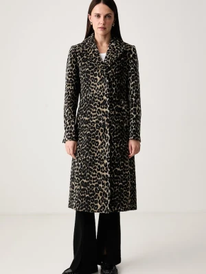 DKNY płaszcz damski z wełną brązowy