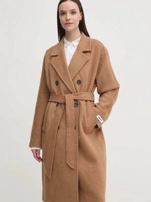 DKNY płaszcz wełniany brązowy