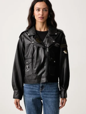DKNY ramoneska damska z imitacji skóry czarny