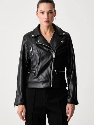 DKNY ramoneska damska z imitacji skóry czarny