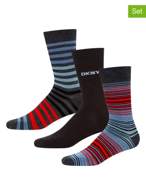 DKNY Skarpety (3 pary) w kolorze czerwono-szaro-czarnym rozmiar: 40-45