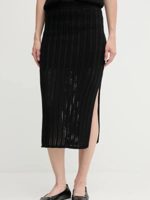 Dkny spódnica bawełniana kolor czarny midi ołówkowa DJ5R0682