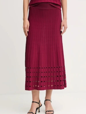 Dkny spódnica kolor bordowy midi rozkloszowana P5ERAX08