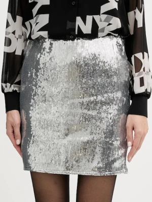 Dkny spódnica kolor srebrny mini prosta DJ6K9602