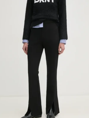 Dkny spodnie damskie kolor czarny dzwony high waist P3KKQUEC