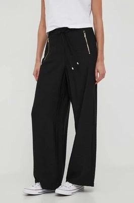 Dkny spodnie damskie kolor czarny proste high waist