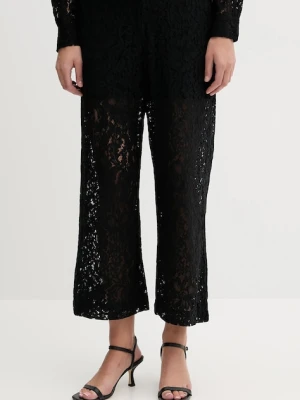 Dkny spodnie damskie kolor czarny proste high waist DJ5P3081
