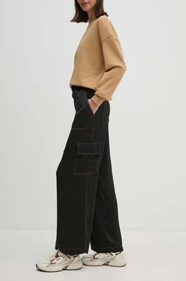 Dkny spodnie damskie kolor czarny proste high waist P4EKTX51