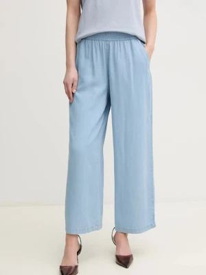 Dkny spodnie damskie kolor niebieski szerokie high waist DJ4P3006