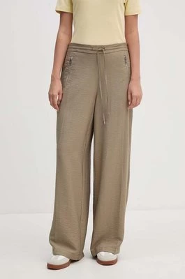 Dkny spodnie damskie kolor zielony proste high waist