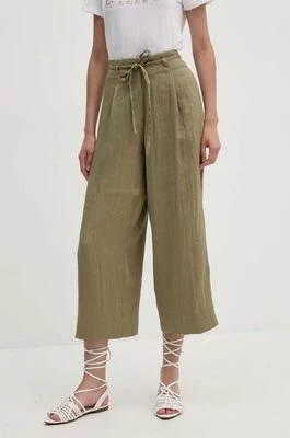 Dkny spodnie damskie kolor zielony szerokie high waist P4EKTX63