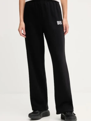 Dkny spodnie dresowe bawełniane damskie kolor czarny z aplikacją DP5P3650