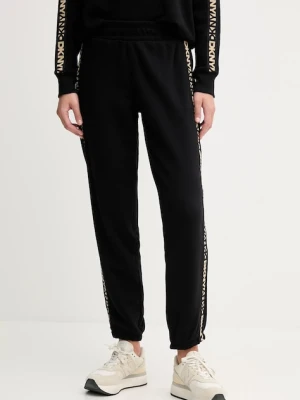 Dkny spodnie dresowe bawełniane damskie kolor czarny z aplikacją DP5P3719