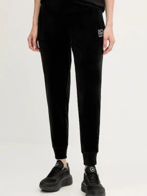 Dkny spodnie dresowe damskie kolor czarny z aplikacją DP5P3710