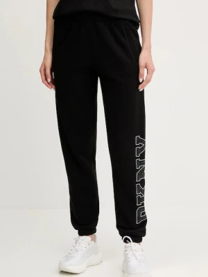 Dkny spodnie dresowe damskie kolor czarny z aplikacją DP5P3737