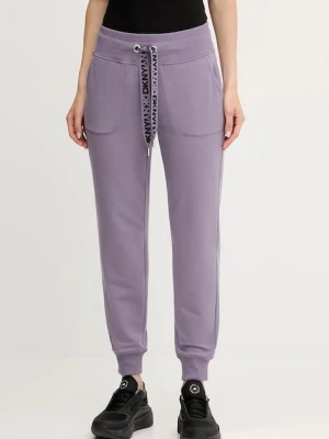 Dkny spodnie dresowe damskie kolor fioletowy gładkie DP5P3496