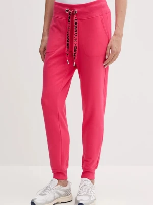 Dkny spodnie dresowe damskie kolor różowy gładkie DP5P3496